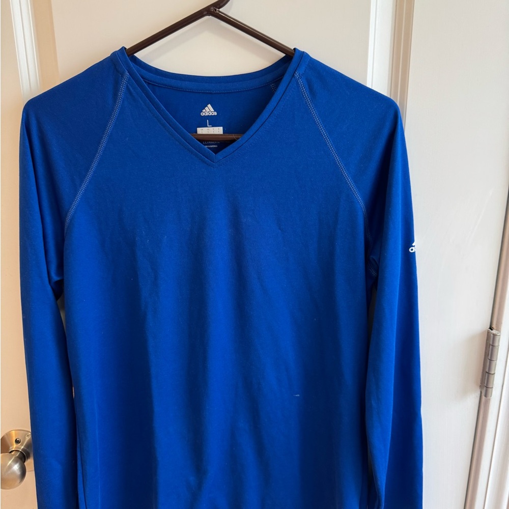 adidas women’s Blue Climalite Long Sleeve Performance Shirt
